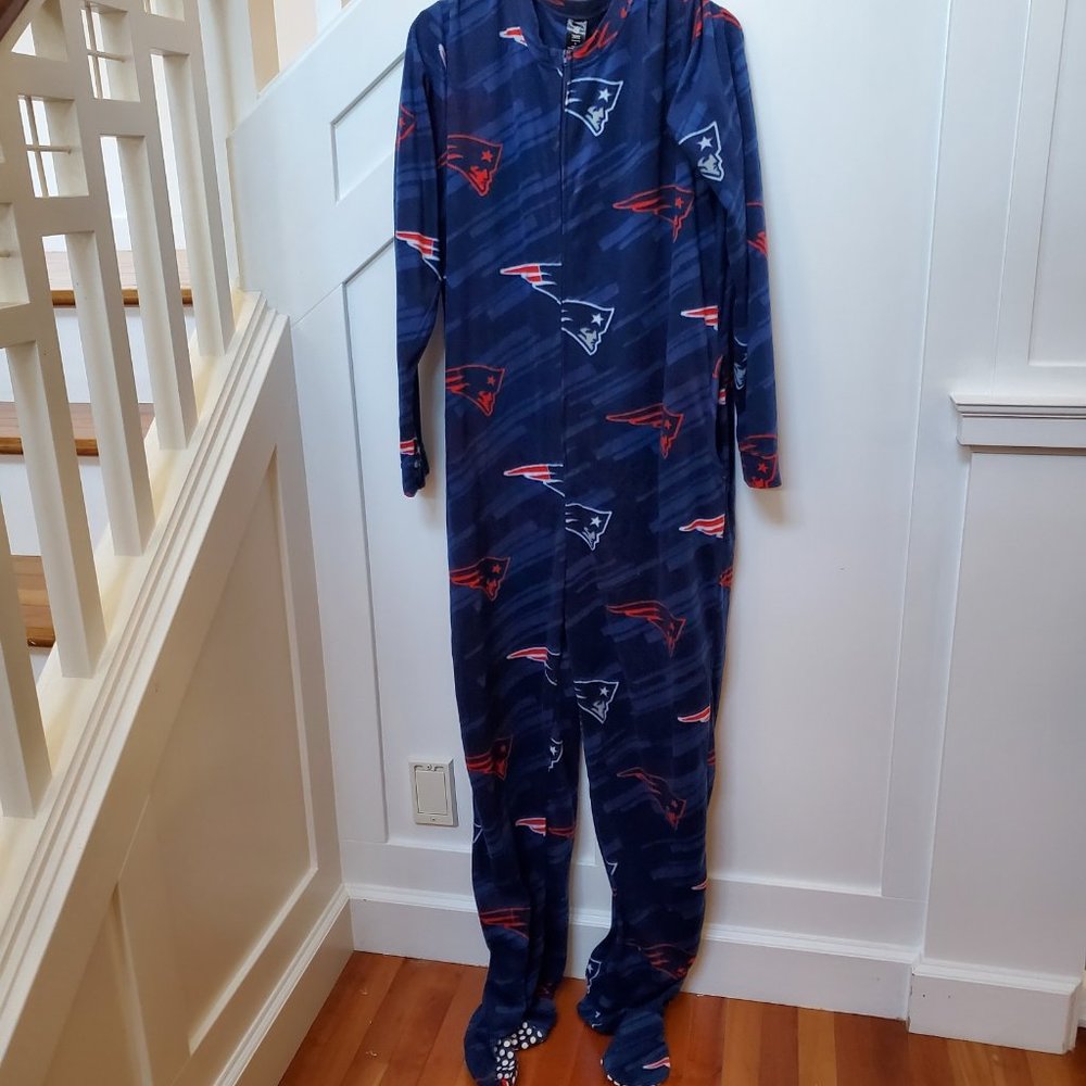 NFL New England Patriots Microfleece full zip footie Pajama lounge wear …
